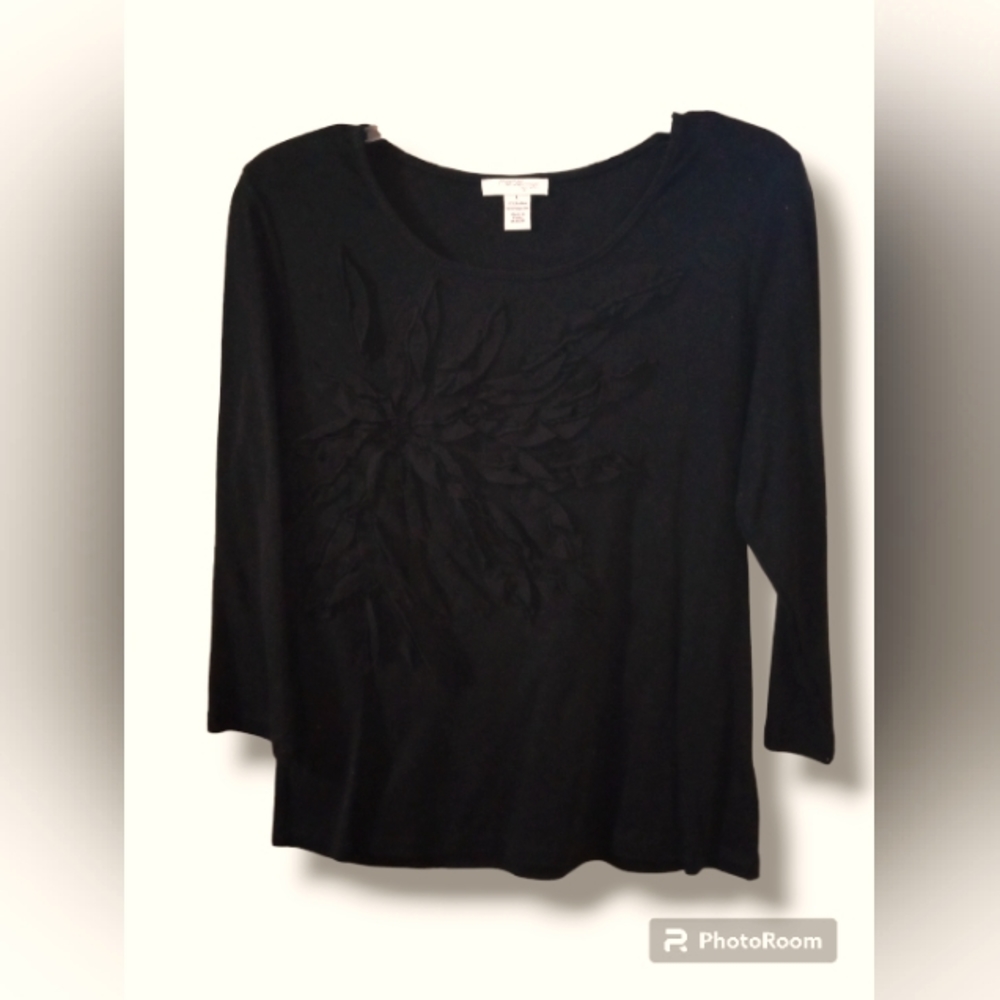 Mercer Street Studio Black Quarter Sleeve Blouse